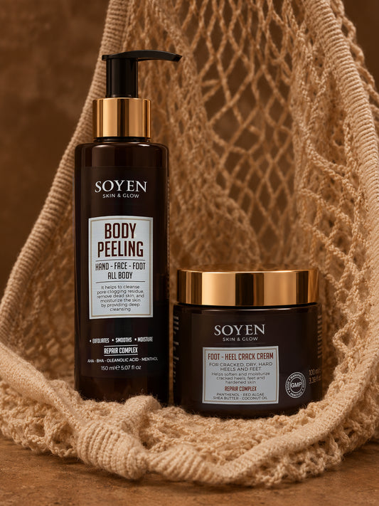Soyen Arındır-Onar Bakım Seti – AHA Etkili Vücut Peelingi (150 ML) & Yoğun Nemlendirici Ayak Bakım Kremi (100 ML)