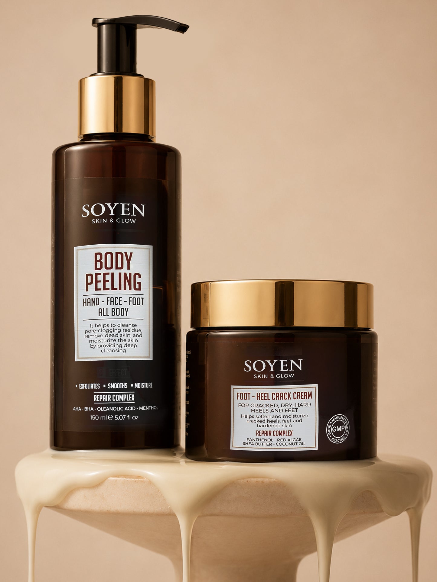 Soyen Arındır-Onar Bakım Seti – AHA Etkili Vücut Peelingi (150 ML) & Yoğun Nemlendirici Ayak Bakım Kremi (100 ML)