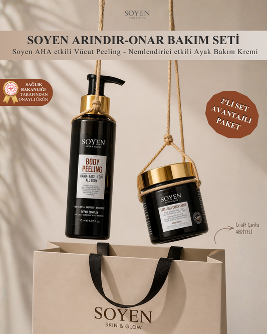 Soyen Arındır-Onar Bakım Seti – AHA Etkili Vücut Peelingi (150 ML) & Yoğun Nemlendirici Ayak Bakım Kremi (100 ML)