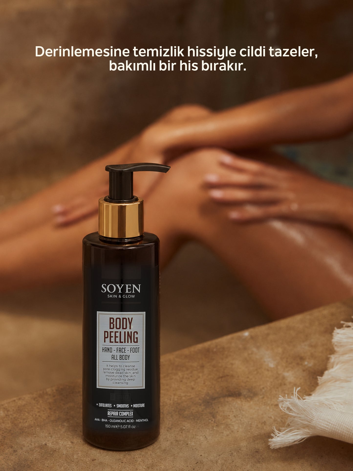 Soyen Vücut Peeling Kremi – AHA Etkili Peeling ile Arındırıcı ve Yenileyici Bakım (150 ml)